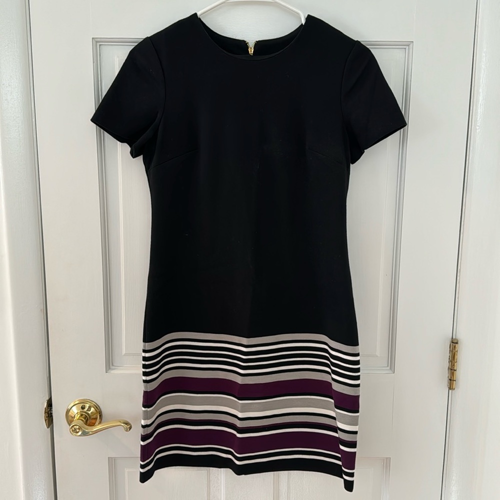 Calvin Klein black short sleeve sheath dress size 4 petite